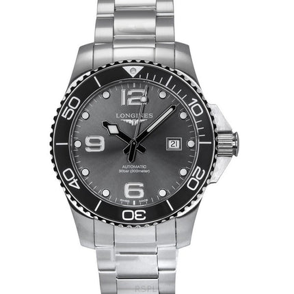 Longines Hydroconquest Stainless Steel Sunray Grey Dial Automatic Diver's L3.782.4.76.6 300M Men's Watch