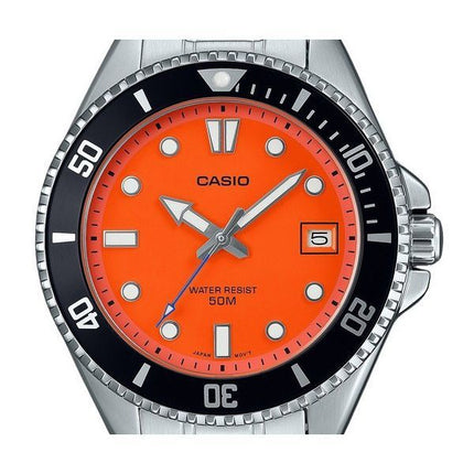 Casio Standard Analog Stainless Steel Orange Dial Quartz MDV-10D-4A1V Men's Watch