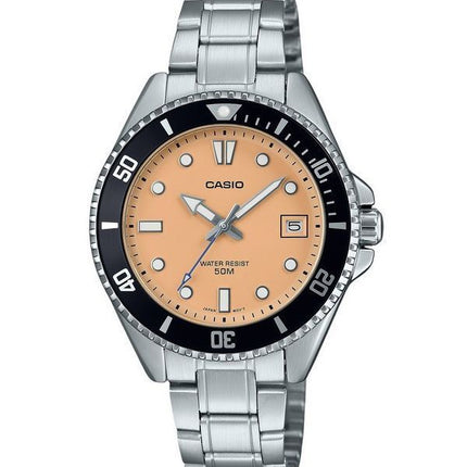 Casio Standard Analog Stainless Steel Salmon Dial Quartz MDV-10D-4A2V Men's Watch