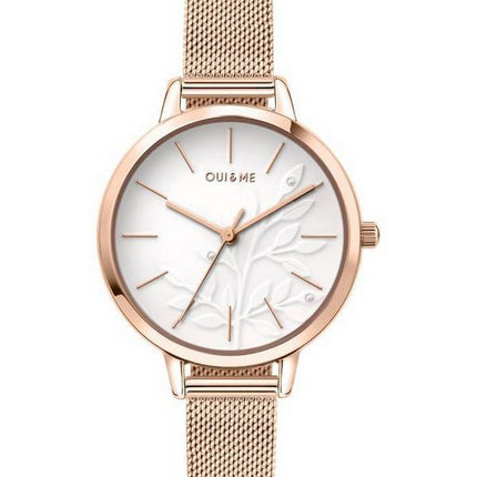 Oui & Me Fleurette White Dial Rose Gold Tone Stainless Steel Quartz ME010134 Women's Watch