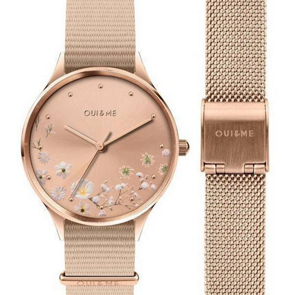 Oui & Me Petite Bichette Rose Gold Sunray Dial Nylon Strap Quartz ME010174 Women's Watch