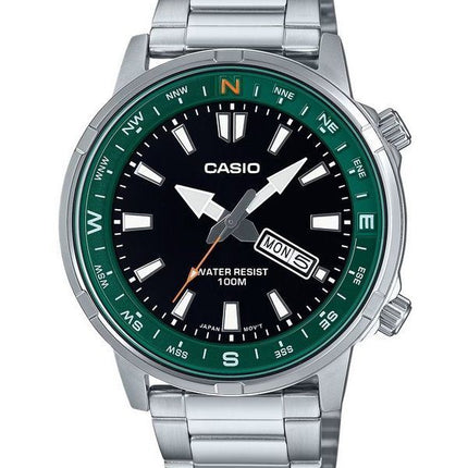 Casio Standard Analog Stainless Steel Black Dial Quartz MTD-130D-1A3V 100M Men's Watch