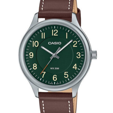 Casio Standard Analog Leather Strap Green Dial Quartz MTP-B160L-3B Mens Watch