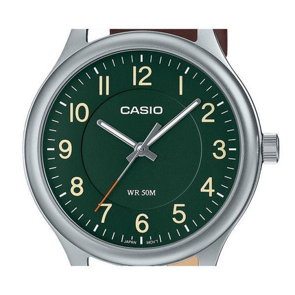 Casio Standard Analog Leather Strap Green Dial Quartz MTP-B160L-3B Mens Watch