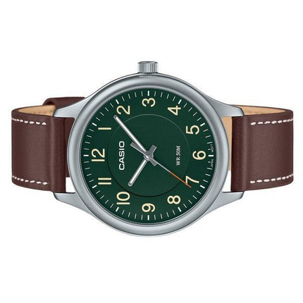 Casio Standard Analog Leather Strap Green Dial Quartz MTP-B160L-3B Mens Watch