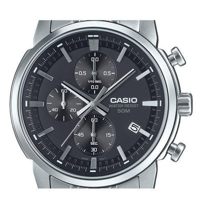 Casio Standard Analog Chronograph Stainless Steel Black Dial Quartz MTP-E510D-1A1V Men's Watch