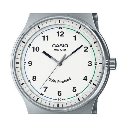 Casio Standard Analog Stainless Steel White Dial Solar MTP-RS105D-7BV Mens Watch