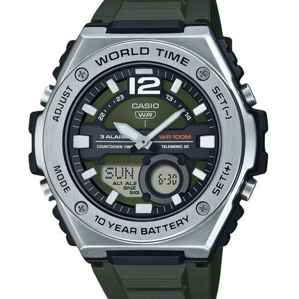 Casio Standard Analog Digital Resin Strap Green Dial Quartz MWQ-100-3AV 100M Men's Watch