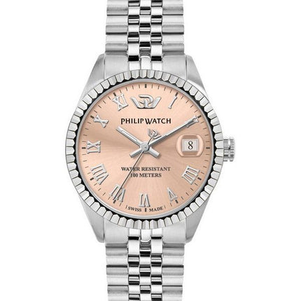 Philip Watch Caribe Stainless Steel Pink Dial Quartz R8253597578 100M Womens Watch