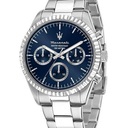 Maserati Competizione Stainless Steel Blue Multifunction Dial Quartz R8853100022 100M Men's Watch