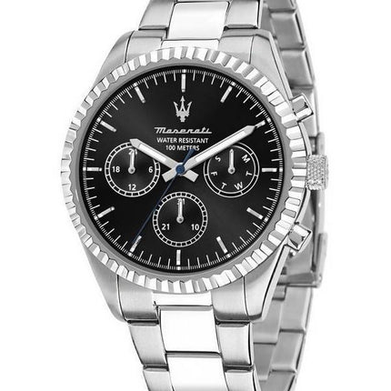 Maserati Competizione Stainless Steel Black Multifunction Dial Quartz R8853100023 100M Men's Watch