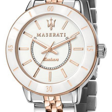 Maserati Successo White Dial Two Tone Stainless Steel Solar R8853145504 Women's Watch