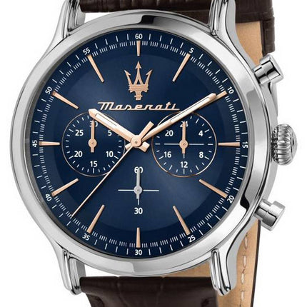 Maserati Epoca Chronograph Blue Dial Leather Strap Quartz R8871618014 100M Men's Watch