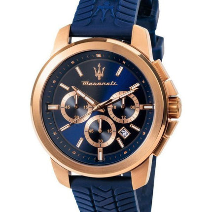 Maserati Successo Lifestyle Chronograph Rubber Strap Blue Dial Quartz R8871621034 Men's Watch