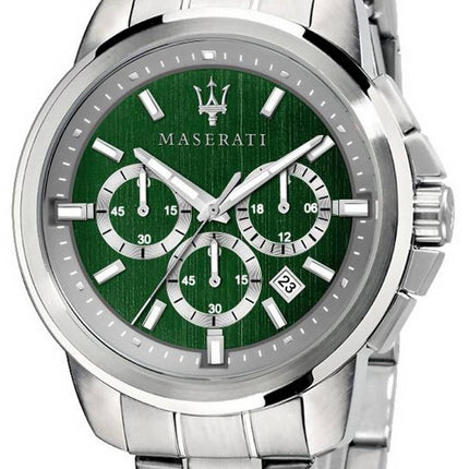 Maserati Successo Chronograph Green Dial Stainless Steel Quartz R8873621017 Men's Watch