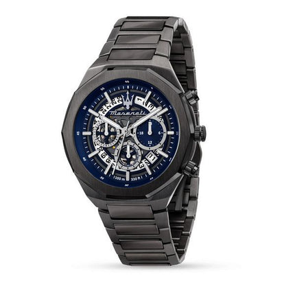 Maserati Stile Chronograph Stainless Steel Blue Skeleton Dial Quartz R8873642012 100M Men's Watch