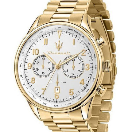 Maserati Tradizione Gold Tone Chronograph White Dial Quartz R8873646003 100M Men's Watch