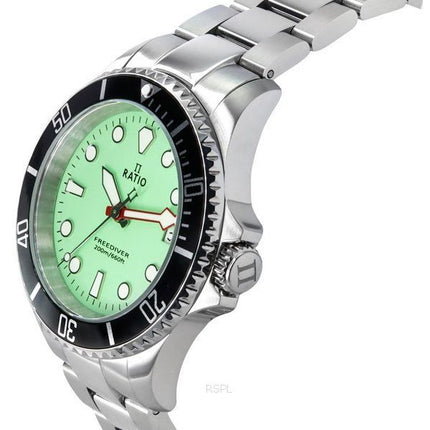 Ratio FreeDiver Sapphire Stainless Steel Green Dial Quartz RTF039 200M Men's Watch