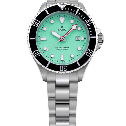 Ratio FreeDiver Sapphire Stainless Steel Green Dial Quartz RTFL805 200M Women's Watch