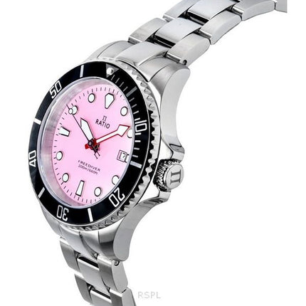 Ratio FreeDiver Sapphire Stainless Steel Candy Pink Dial Quartz RTFL809 200M Women's Watch