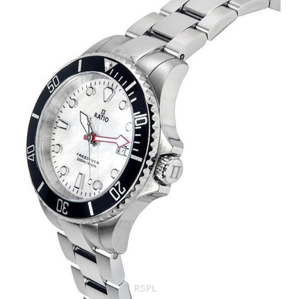 Ratio FreeDiver Sapphire Stainless Steel White Mother Of Pearl Dial Quartz RTFL811 200M Women's Watch