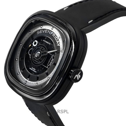 Sevenfriday T-Series NFC Enabled Leather Strap Black Skeleton Dial Automatic T1/04 SF-T1-04 Men's Watch