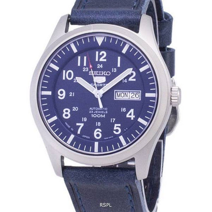 Seiko 5 Sports SNZG11J1-LS13 Japan Made Dark Blue Leather Strap Men's Watch