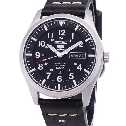 Seiko 5 Sports SNZG15K1-LS14 Automatic Black Leather Strap Men's Watch