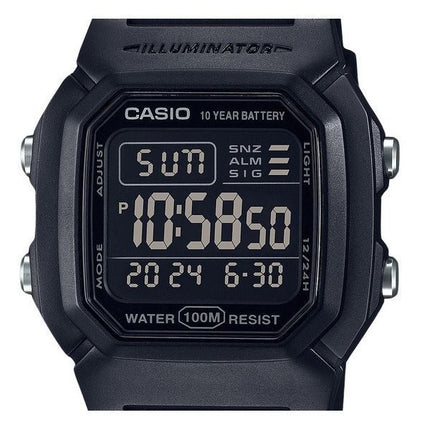 Casio Digital Black Dual Time Resin Strap Quartz W-800H-1BV 100M Men's Watch