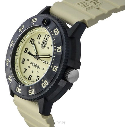 Luminox Original Navy Seal EVO Rubber Strap Beige Dial Quartz Diver's XS.3010.EVO.S 200M Men's Watch