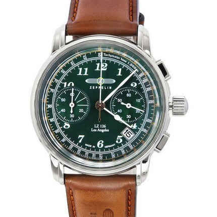 Zeppelin LZ126 Los Angeles Chronograph Leather Strap Green Dial Quartz 76144 Men's Watch