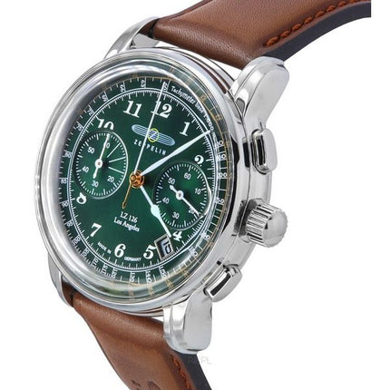 Zeppelin LZ126 Los Angeles Chronograph Leather Strap Green Dial Quartz 76144 Men's Watch