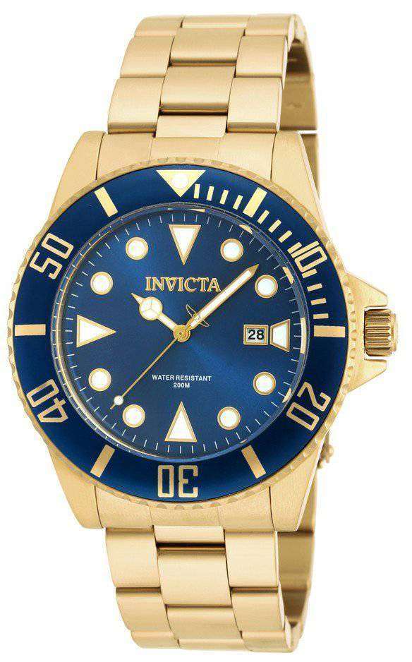 Invicta Pro Diver Quartz Gold Tone 200m 90196 Men S Watch