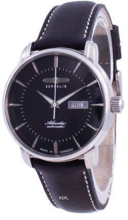 Zeppelin Atlantik Black Dial Leather Strap Automatic 8466-2 84662 Men's Watch