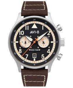 AVI-8 Hawker Hurricane Carey Dual Time Manston Black Dial Quartz AV-4088-01 Mens Watch