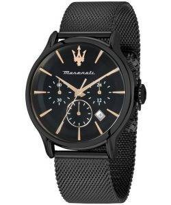 Maserati Epoca Chronograph Stainless Steel Black Dial Quartz R8873618013 100M Men's Watch