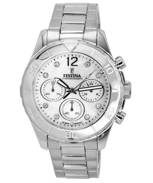 Festina Boyfriend Chronograph Silver Dial Quartz 20603-1 100M Women's Watch