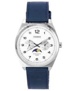 Casio Standard Analog Moon Phase White Dial Leather Strap Quartz MTP-M300L-7A MTPM300L-7 Men's Watch