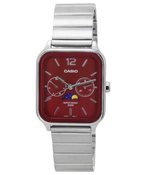 Casio Standard Analog Moon Phase Red Dial Quartz MTP-M305D-4A Men's Watch