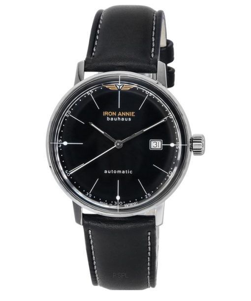 Iron Annie Bauhaus Leather Strap Black Dial Automatic 50502 Mens Watch