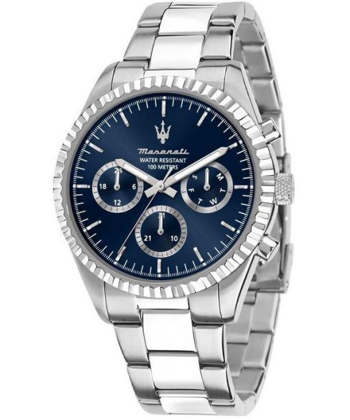 Maserati Competizione Stainless Steel Blue Multifunction Dial Quartz R8853100022 100M Men's Watch