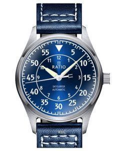 Ratio Skysurfer Pilot Blue Sunray Dial Leather Automatic RTS318 200M Mens Watch