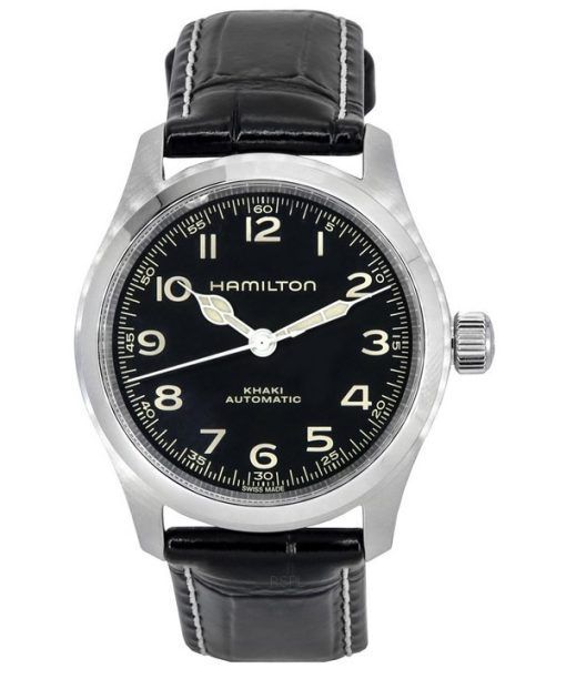 Hamilton Khaki Field Murph Leather Strap Black Dial Automatic H70405730 100M Men's Watch