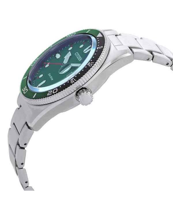 Citizen Marine Eco-Drive Stainless Steel Green Dial AW1768-80X 100M Mens  Watch