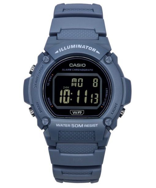 Casio Standard Illuminator Digital Light Blue Resin Strap Quartz W-219HC-2B Mens Watch