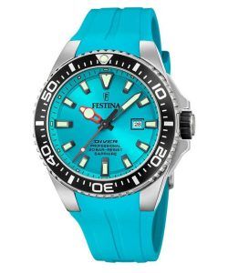 Festina Diver Rubber Strap Turquoise Dial Quartz F20664-5 200M Mens Watch