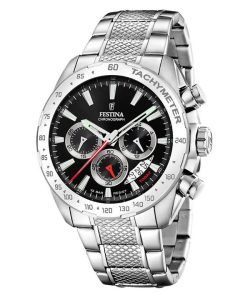 Festina Chrono Sport Stainless Steel Black Dial Quartz F20668-4 100M Mens Watch