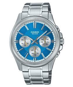 Casio Enticer Analog Stainless Steel Ice Blue Dial Quartz MTP-1375D-2A2 Mens Watch