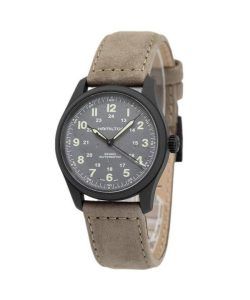 Hamilton Khaki Field Titanium Leather Strap Grey Dial Automatic H70215880 100M Men's Watch