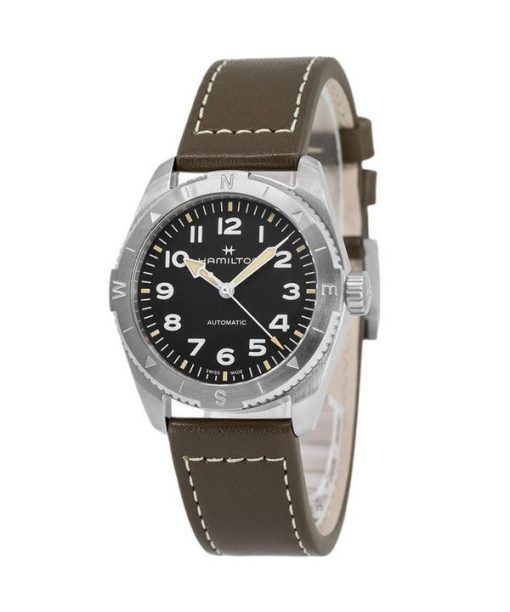 Hamilton Khaki Field Expedition Leather Strap Black Dial Automatic H70225830 100M Men's Watch